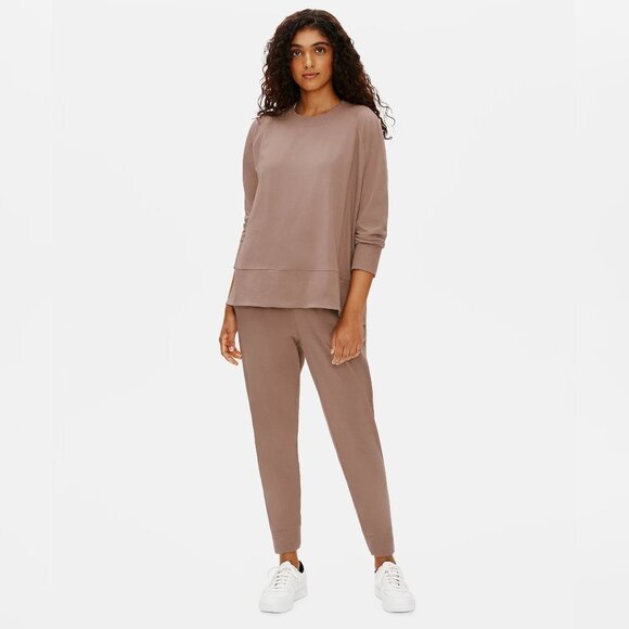 Eileen Fisher Women’s Brown Cotton Joggers Size M Athleisure Sweatpants - Picture 1 of 9